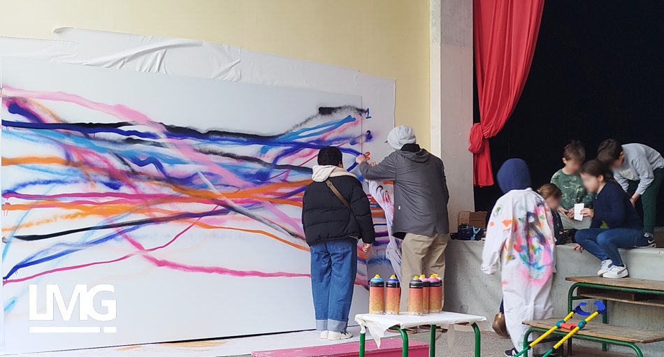 photo atelier street art à l'école Saint Aubin toulouse