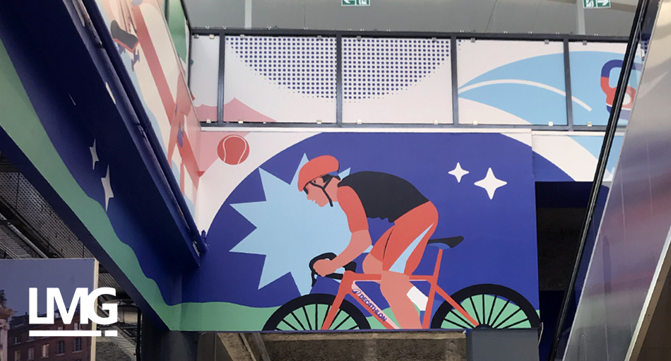 photo décoration murale intérieure Décathlon Toulouse cebtre ville par LMGIN