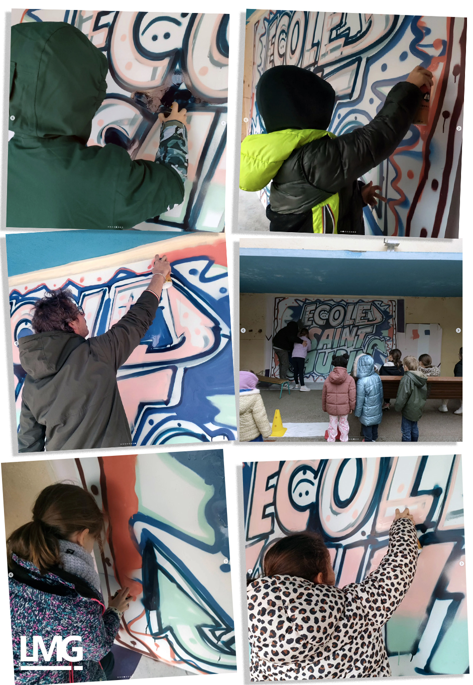 photo d'atelier d'initiation au graffiti à l'école Saint-Aubin Toulouse par LMG